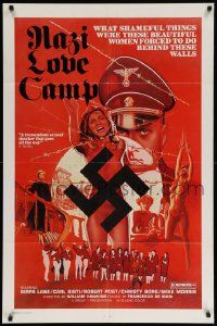 7z605 NAZI LOVE CAMP 1sh '77 classic bad taste image of tortured girls & swastika!