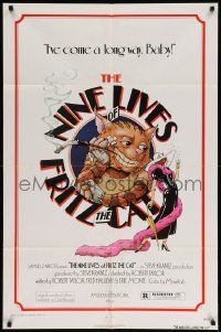 7z620 NINE LIVES OF FRITZ THE CAT 1sh '74 Robert Crumb, great art of smoking cartoon feline!