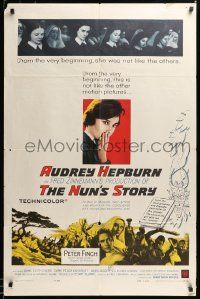 7z624 NUN'S STORY 1sh '59 religious missionary Audrey Hepburn was not like the others, Peter Finch