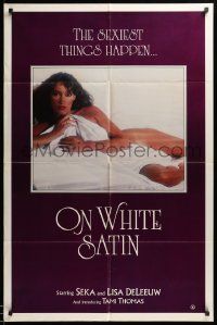 7z635 ON WHITE SATIN 1sh '80 Lisa DeLeeuw, Seka covered only w/sheet, the sexiest things happen!