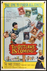 7z648 OUTLAWS IS COMING 1sh '65 The Three Stooges with Curly-Joe are wacky cowboys!
