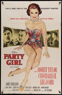 7z656 PARTY GIRL 1sh '58 you'll meet sexiest Cyd Charisse at rough parties, Nicholas Ray