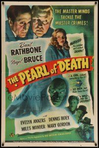 7z659 PEARL OF DEATH 1sh '44 Basil Rathbone as Sherlock Holmes, Nigel Bruce, Creeper Rondo Hatton!