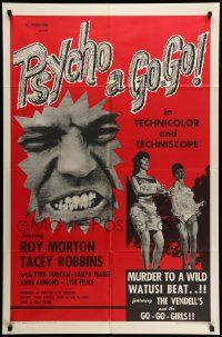 7z696 PSYCHO A GO-GO 1sh '66 Al Adamson directed, Roy Morton, wild go-go girls!