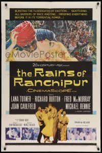7z701 RAINS OF RANCHIPUR 1sh '55 Lana Turner, Richard Burton, rains couldn't wash their sin away!