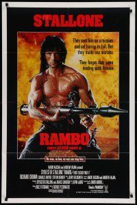 7z702 RAMBO FIRST BLOOD PART II int'l 1sh '85 no law, no war can stop Sylvester Stallone w/his RPG!