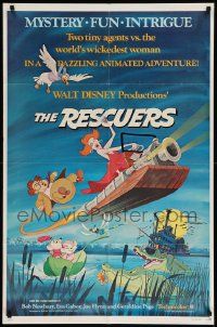 7z708 RESCUERS 1sh '77 Disney mouse mystery adventure cartoon from the depths of Devil's Bayou!