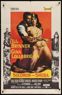 7z804 SOLOMON & SHEBA 1sh '59 Yul Brynner with hair & super sexy Gina Lollobrigida!