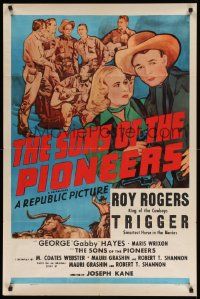 7z809 SONS OF THE PIONEERS 1sh R55 art of Roy Rogers King of the Cowboys, Maris Wrixon