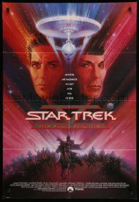 7z824 STAR TREK V 1sh '89 The Final Frontier, art of William Shatner & Leonard Nimoy by Bob Peak!