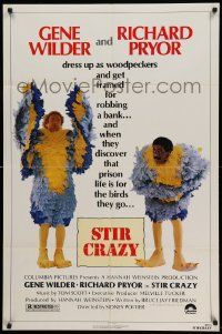 7z834 STIR CRAZY 1sh '80 Gene Wilder & Richard Pryor in chicken suits, directed by Sidney Poitier!