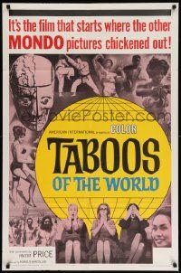 7z857 TABOOS OF THE WORLD 1sh '65 I Tabu, AIP, Vincent Price, wild image of shocked audience!