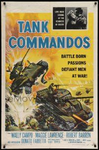7z861 TANK COMMANDOS 1sh '59 AIP, really cool WWII artwork of tanks in battle!