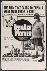 7z865 TEENAGE MOTHER 1sh '66 way more than nine months of trouble, camp classic!