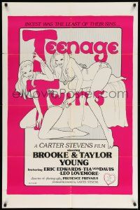 7z866 TEENAGE TWINS 1sh '76 sexy twins Brooke & Taylor Young, x-rated!