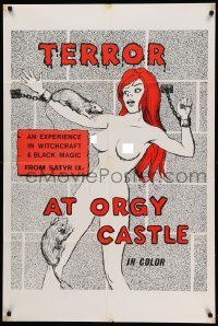 7z870 TERROR AT ORGY CASTLE 1sh '71 witchcraft, black magic & sex, art of naked woman and rats!