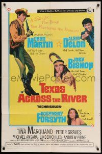 7z872 TEXAS ACROSS THE RIVER 1sh '66 cowboy Dean Martin, Alain Delon & Indian Joey Bishop!