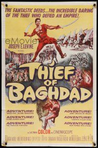 7z879 THIEF OF BAGHDAD 1sh '61 daring Steve Reeves does fantastic deeds & defies an empire!