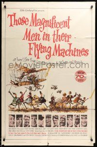 7z887 THOSE MAGNIFICENT MEN IN THEIR FLYING MACHINES 1sh '65 great Searle art of early airplane!