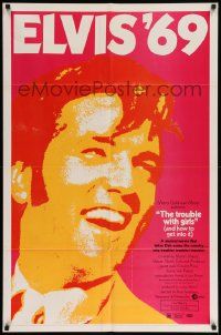7z916 TROUBLE WITH GIRLS 1sh '69 great gigantic close up art of smiling Elvis Presley!
