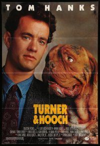 7z921 TURNER & HOOCH DS 1sh '89 great image of Tom Hanks and grungy dog!