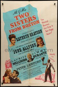 7z927 TWO SISTERS FROM BOSTON 1sh '46 Kathryn Grayson, June Allyson, Jimmy Durante, Peter Lawford