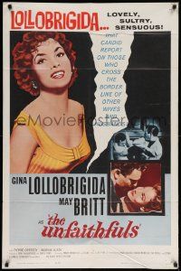 7z932 UNFAITHFULS 1sh '60 close up of sexy red-haired Gina Lollobrigida, May Britt!
