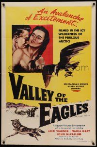 7z937 VALLEY OF THE EAGLES revised 1sh '52 combat with savage wolves, English Arctic thriller!