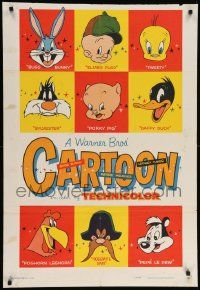 7z951 WARNER BROS CARTOONS 1sh '59 Bugs Bunny, Elmer Fudd, Tweety, Sylvester, Porky, Daffy Duck!