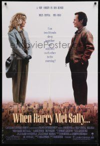 7z964 WHEN HARRY MET SALLY 1sh '89 giant Billy Crystal & sexy Meg Ryan over New York City!