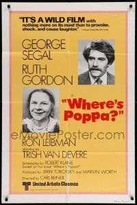 7z966 WHERE'S POPPA 1sh R79 Carl Reiner comedy, close-ups of George Segal & Ruth Gordon!