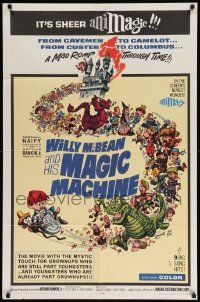 7z978 WILLY McBEAN & HIS MAGIC MACHINE 1sh '65 cavemen to Camelot, wacky Jack Davis artwork!