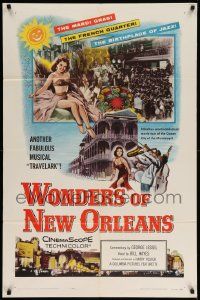 7z989 WONDERS OF NEW ORLEANS 1sh '57 Mardi Gras! The French Quarter! The birthplace of Jazz!