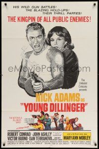 7z995 YOUNG DILLINGER 1sh '65 Nick Adams, Mary Ann Mobley, filmed with machine-gun speed!
