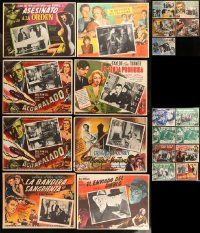 8a062 LOT OF 21 CRIME AND FILM NOIR MEXICAN LOBBY CARDS '40s-50s a variety of great scenes!