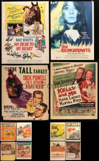 8a029 LOT OF 12 MOSTLY UNFOLDED TRIMMED WINDOW CARDS '50s-60s a variety of great movie images!