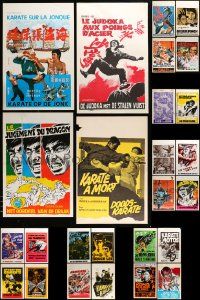 8a296 LOT OF 26 MOSTLY FORMERLY FOLDED BELGIAN KUNG-FU POSTERS '60s-70s different images!