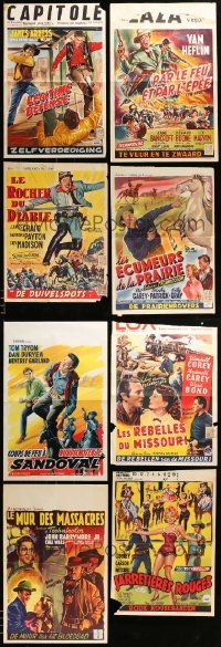 8a307 LOT OF 15 FORMERLY FOLDED BELGIAN COWBOY POSTERS '50s-60s a variety of different images!