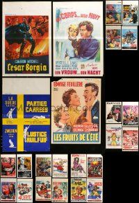 8a295 LOT OF 27 FORMERLY FOLDED BELGIAN POSTERS '50s-80s a variety of different images & artwork!