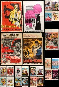 8a297 LOT OF 25 FORMERLY FOLDED BELGIAN POSTERS '50s-70s a variety of different images & artwork!