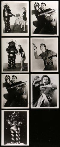8a534 LOT OF 7 FORBIDDEN PLANET REPRO 8X10 STILLS '80s Robby the Robot & Anne Francis candids!