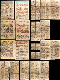 8a026 LOT OF 44 1930S BURNE HOGARTH TARZAN SUNDAY NEWSPAPER PAGES '30s cool color comic strips!