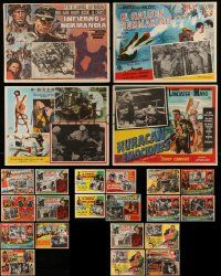 8a056 LOT OF 31 MILITARY AND WAR MEXICAN LOBBY CARDS '50s-60s cool scenes & border art!