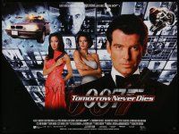 8b094 TOMORROW NEVER DIES DS British quad '97 best close up Pierce Brosnan as James Bond 007!