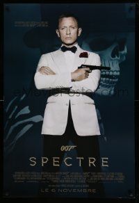8b039 SPECTRE advance DS Canadian 1sh '15 cool image of Daniel Craig as James Bond 007 with gun!