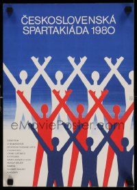 8b166 CESKOSLOVENSKA SPARTAKIADA 1980 Czech 12x17 '80 really cool red, white and blue artwork!