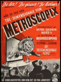 8b567 METROSCOPIX 3D Danish '53 EARLY 3-D, cool different of lion leaping from screen!