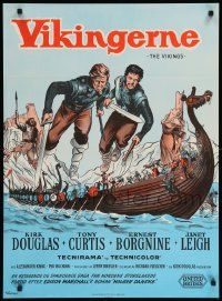8b602 VIKINGS Danish '59 Kirk Douglas, Tony Curtis & sexy Janet Leigh, different art by Wenzel!