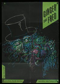 8b063 GINGER & FRED East German 23x32 '87 Fellini, Mastroianni, Masina, artwork by Heidenreich!