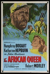 8b074 AFRICAN QUEEN English 1sh R50s different art of Humphrey Bogart & Katharine Hepburn!